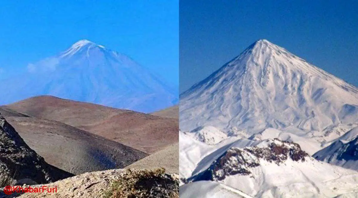 سالی عجیب در تاریخ ایران / مقایسه کوه دماوند در سال ۹۸ و ۱۴۰۴